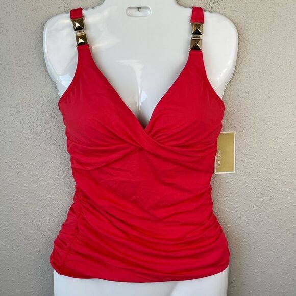 NWT MICHAEL Michael Kors Sea Coral Tankini Top Sizes M or L - Picture 1 of 4